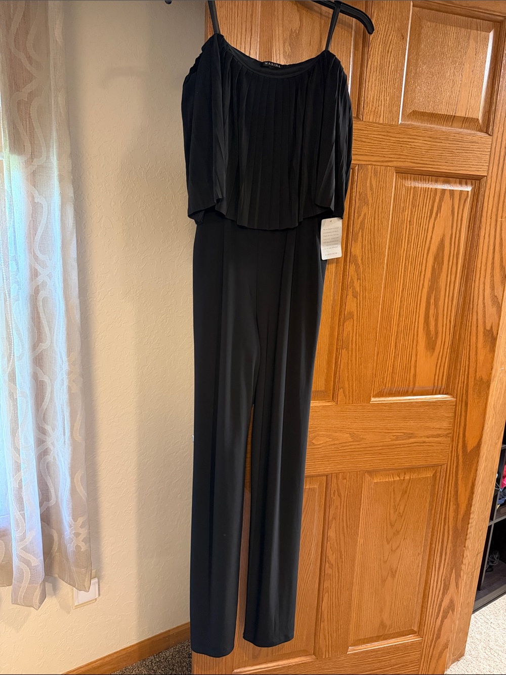 MARINA Black Pleated Jumpsuit